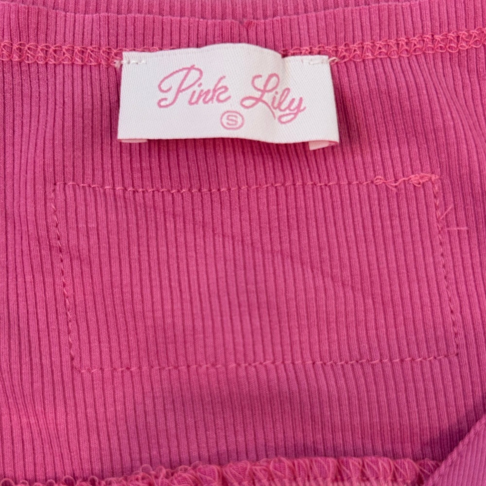NWOT Pink Lily Pink Ribbed Knit Oversized Henley Top - Picture 7 of 8